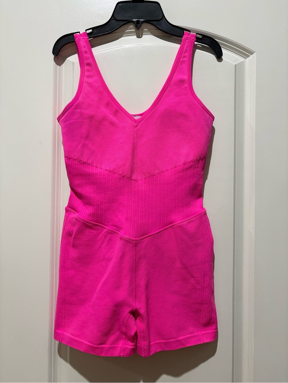 JoyLab Bright Pink V-Neck Knit Romper - Picture 2 of 7